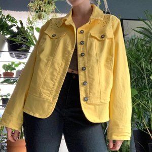 💫Quirky yellow denim jacket with rhinestone detailing💫